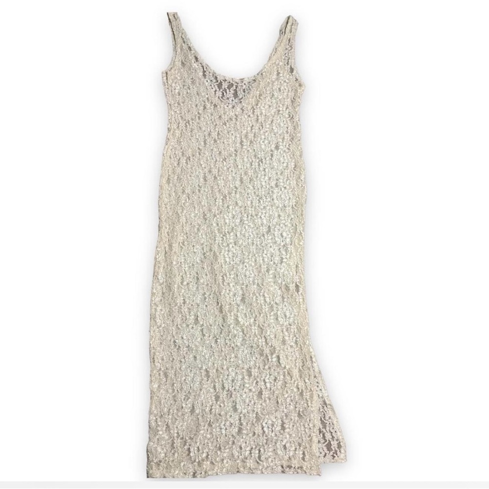 Elegant Cream Lace Maxi Dress